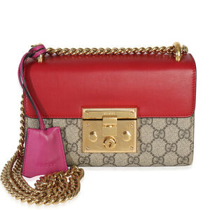 Gucci Red GG Supreme Canvas Small Padlock Shoulder Bag